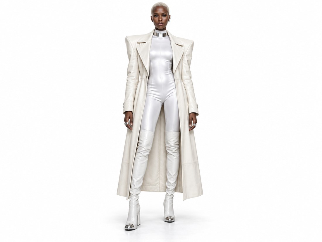 Vega, full-length casting photograph on white